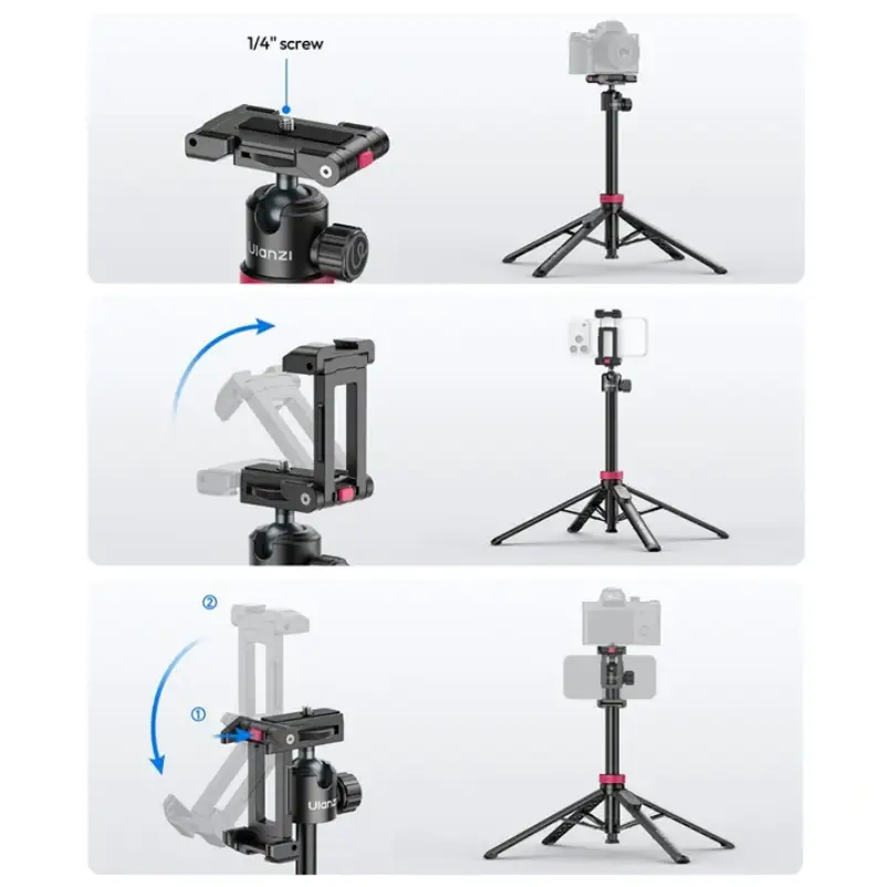 Ulanzi MT-44B quadpod tripod setup for stable video recording