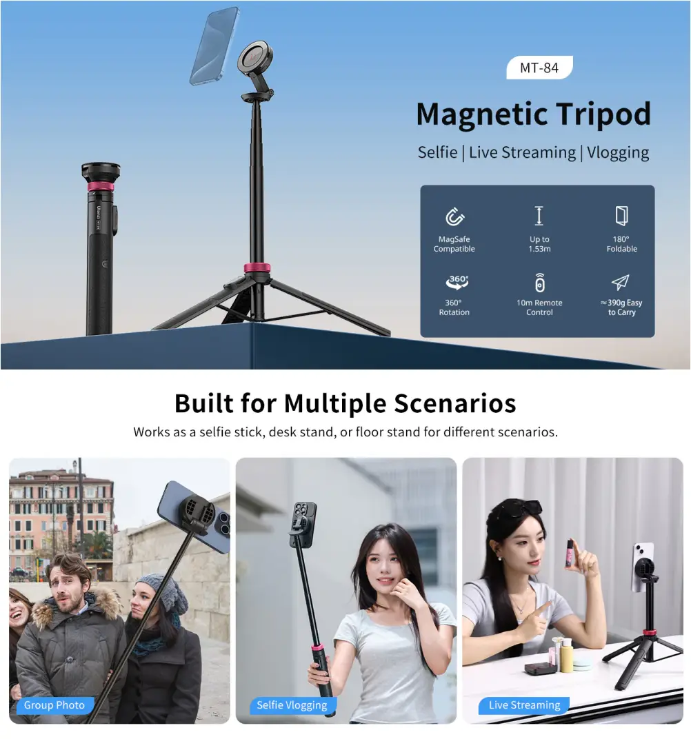 Ulanzi MT-84 magnetic smartphone tripod compact portable design