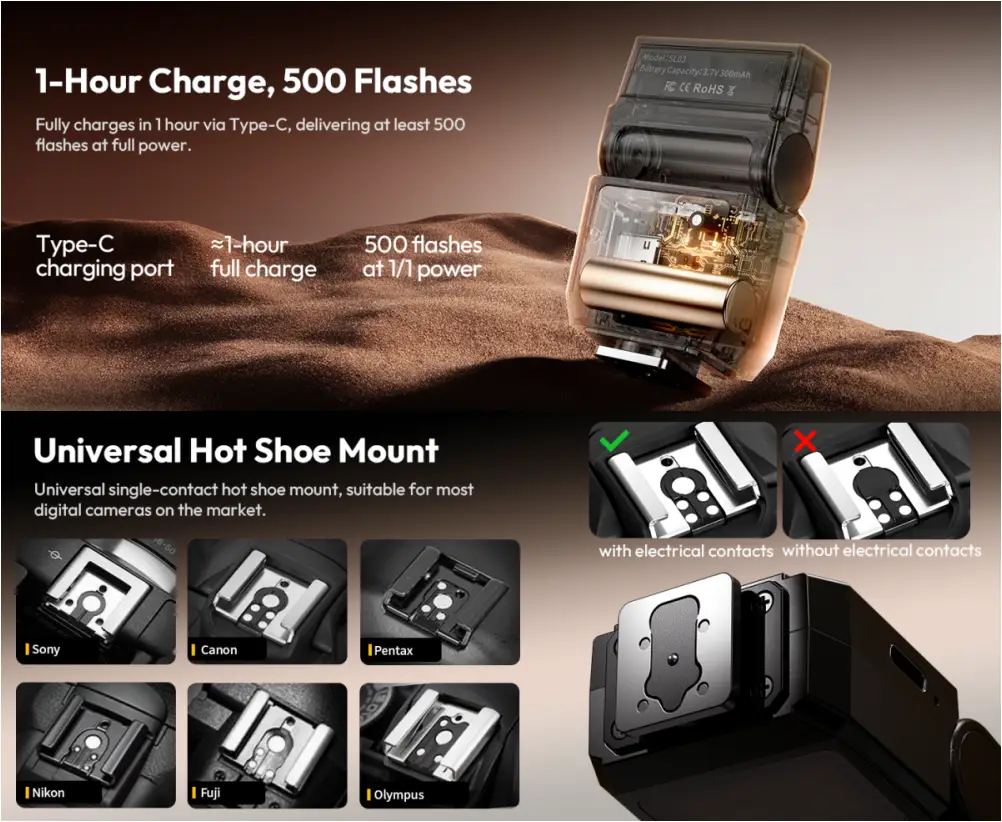 Ulanzi SL03 camera flash compact portable design for camera setup
