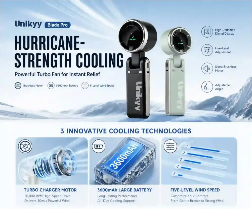 Unikyy Blade Pro high speed fan compact portable design