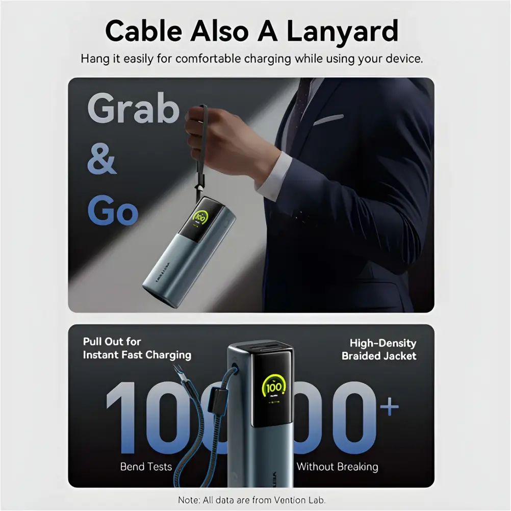 Vention 100W fast charging power bank compact premium design
