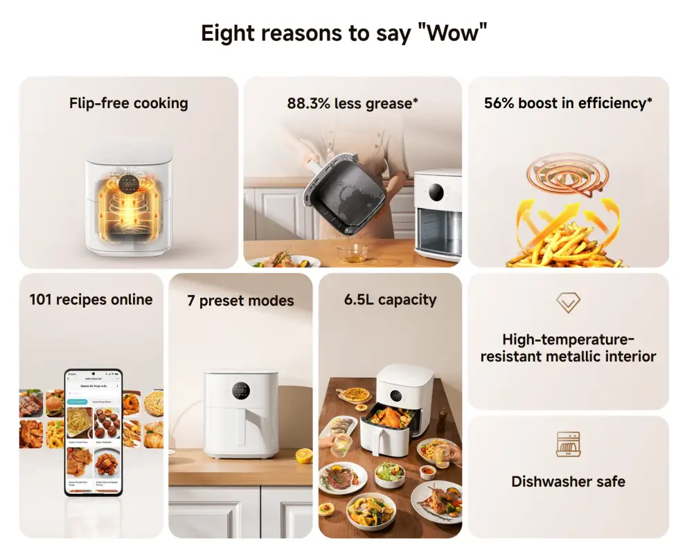 Xiaomi digital oil free fryer for baking and frying