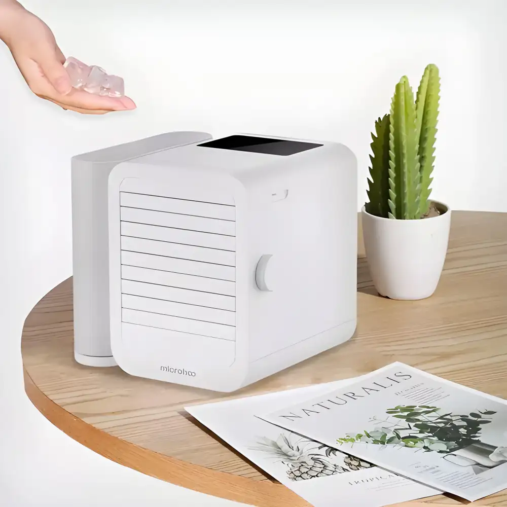 Microhoo mini air conditioner for desktop cooling in home and office