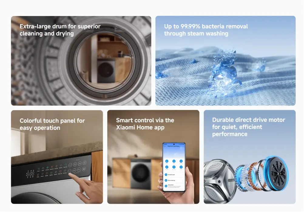 Xiaomi 10.5kg front load washing machine with drying feature