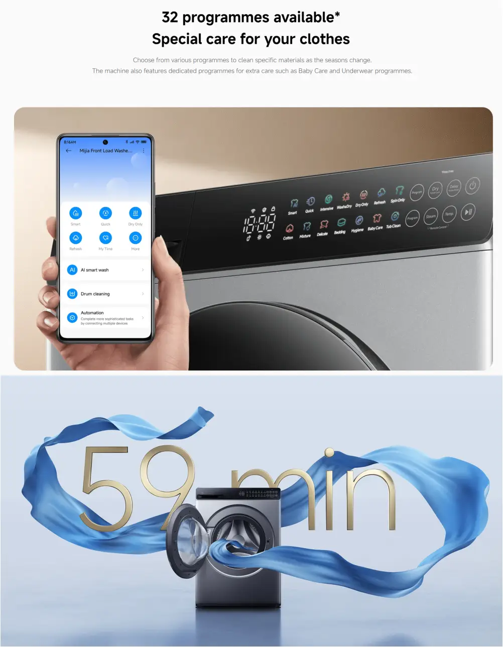 Xiaomi automatic washer dryer for efficient laundry care