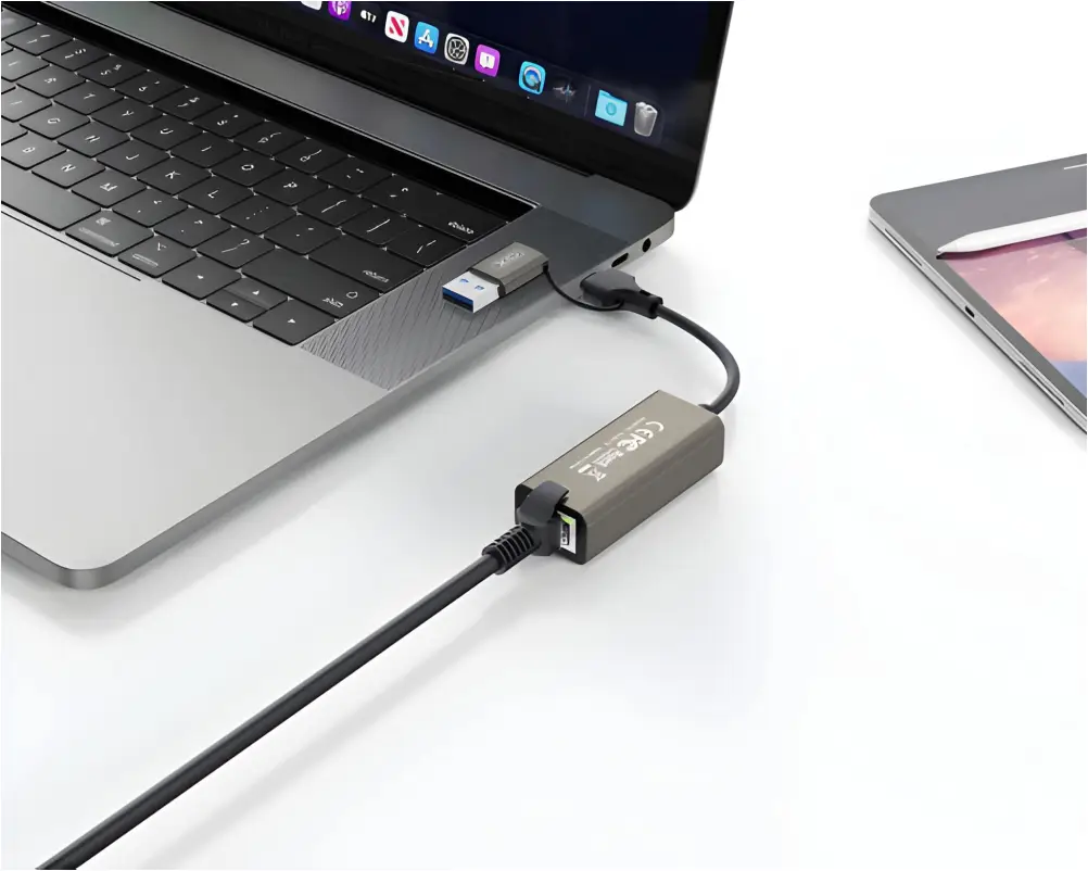 XO HUB018 USB to LAN adapter compact design for laptop connection