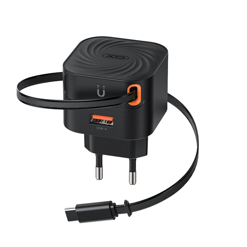 XO L165 20W Fast Charger with Retractable Cable
