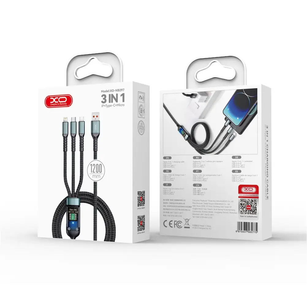 XO NB297 3 in 1 USB charging cable for multiple devices