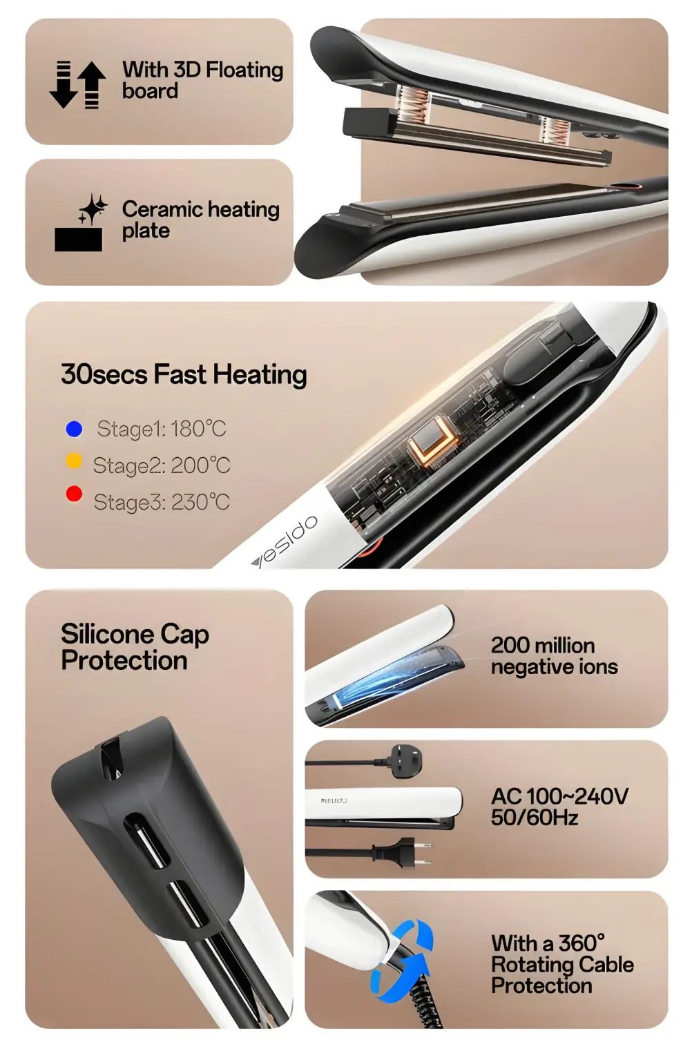 Yesido portable hair styling tool for smooth straight hair