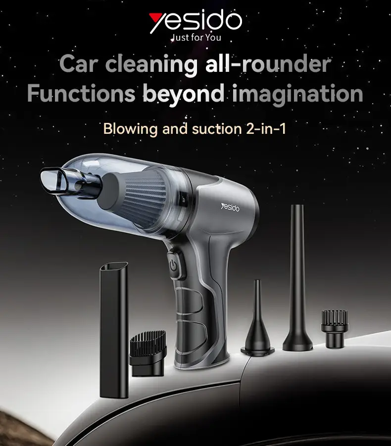 Yesido VC08 Portable Car Vacuum Cleaner Multiple Nozzle Accessories